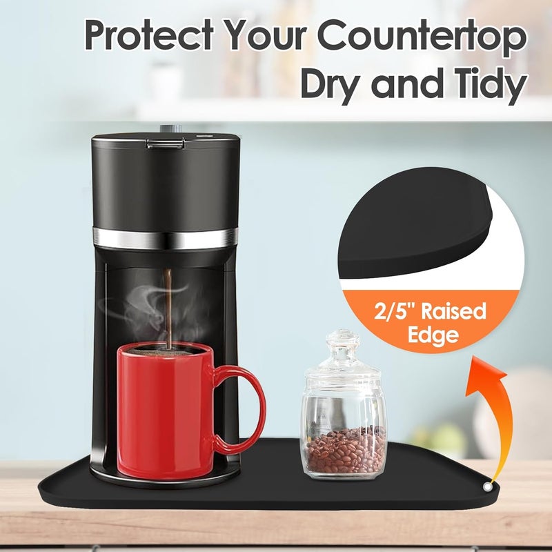 TOHONFOO Silicone Coffee Maker Mat with Lip, 24'' x 16'' Heavy Duty Coffee Maker Mat for Countertops, Coffee Tray Fit Under Coffee Machine Appliance Automatic Machines Espresso Accessory, Black - Image 4